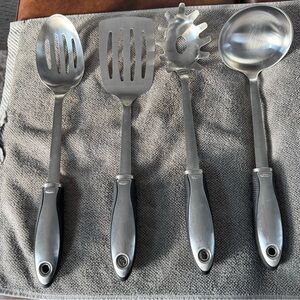 OXO Stainless Steel and Black Utensil Set